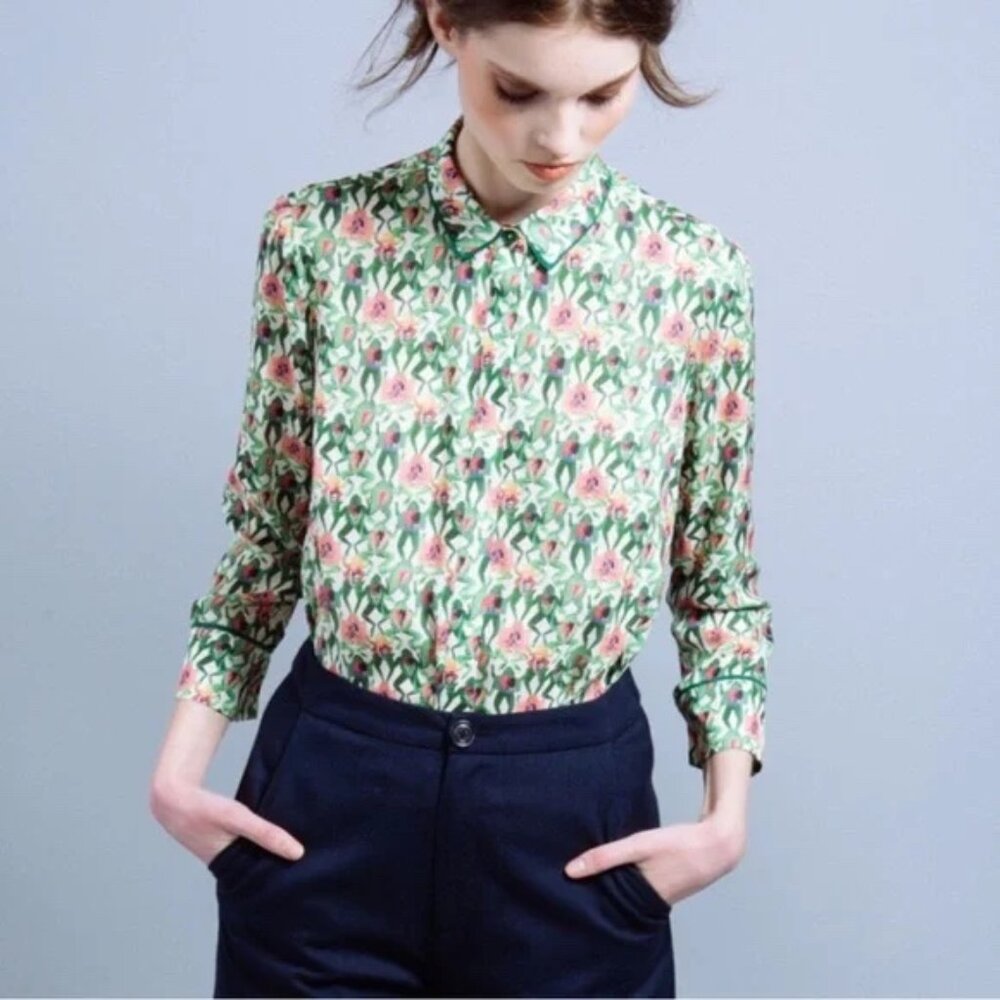 Rachel Antonoff Dissected Frog Print Top Size Small